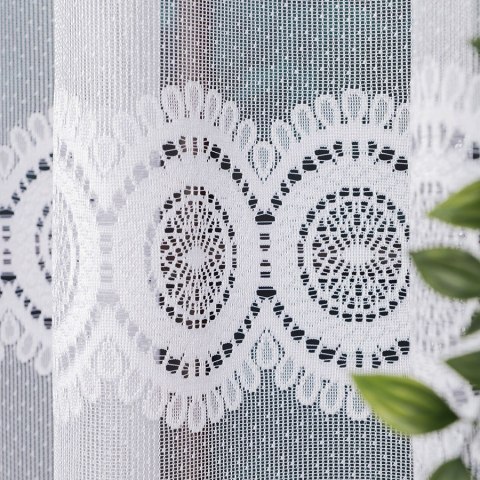 Firanka żakardowa z oczkami tkanymi, wys. 230cm, kolor biały 018535/000/001/000230/1