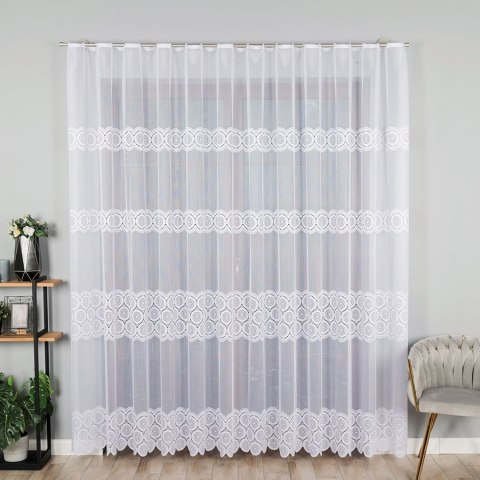 Firanka żakardowa z oczkami tkanymi, wys. 250cm, kolor biały 018535/000/001/000250/1