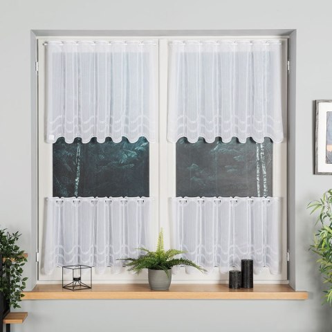 Zazdrostka panelowa haftowana na woalu, wys. 45cm, kolor biały 034606/233/001/000045/1