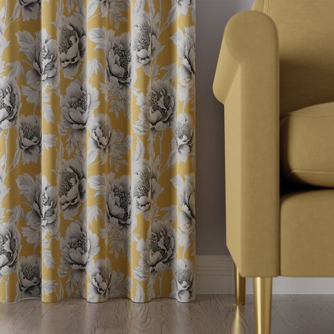 COLETTE Tkanina na zasłony DIMOUT/BLACKOUT, szer. 145cm, kolor żółty D00248/BLC/001/szer. 145000/1