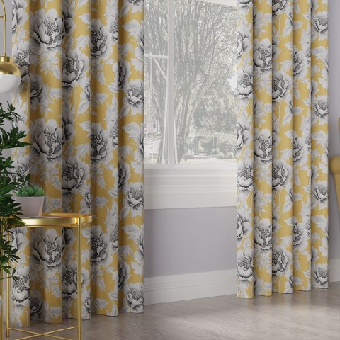 COLETTE Tkanina na zasłony DIMOUT/BLACKOUT, szer. 145cm, kolor żółty D00248/BLC/001/szer. 145000/1