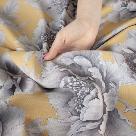 COLETTE Tkanina na zasłony DIMOUT/BLACKOUT, szer. 145cm, kolor żółty D00248/BLC/001/szer. 145000/1