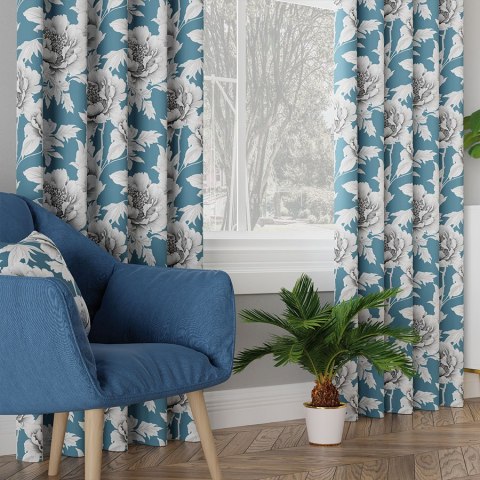 COLETTE Tkanina na zasłony DIMOUT/DIMOUT/BLACKOUT, szer. 145cm, kolor niebieski D00248/BLC/003/szer. 145000/1