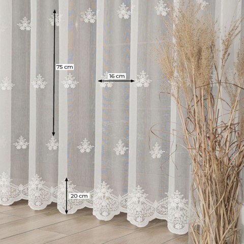 Firanka haftowana ze wzorem po całości, wys. 280cm, kolor biały 242758/768/001/000280/1