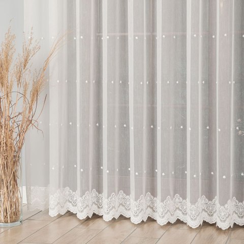 Firanka haftowana ze wzorem po całości, wys. 280cm, kolor 012 kremowy 121807/768/012/000280/1