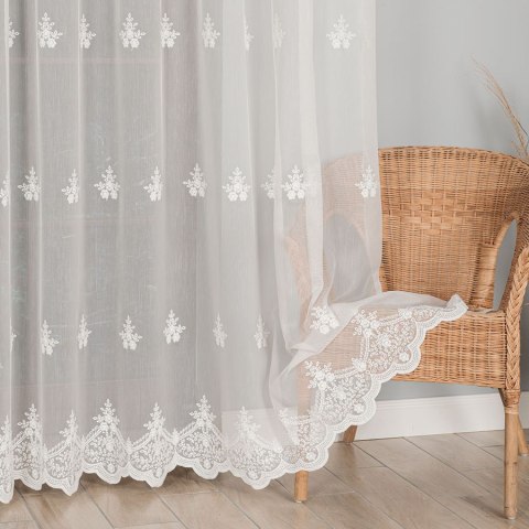 Firanka haftowana ze wzorem po całości, wys. 280cm, kolor 012 kremowy 242758/768/012/000280/1