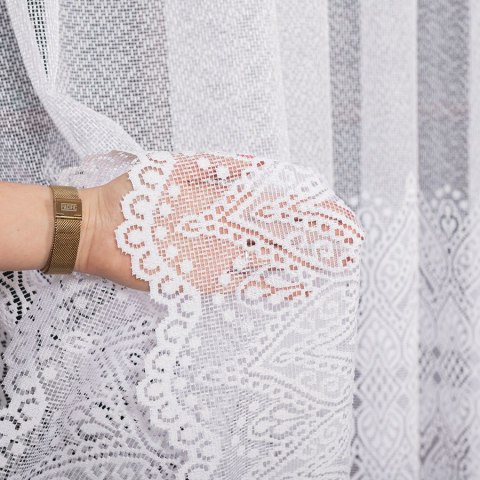 Firanka żakardowa, pasowa, wys. 250cm, kolor biały 358690/000/001/000250/1