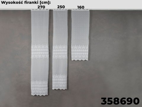 Firanka żakardowa, pasowa, wys. 250cm, kolor biały 358690/000/001/000250/1