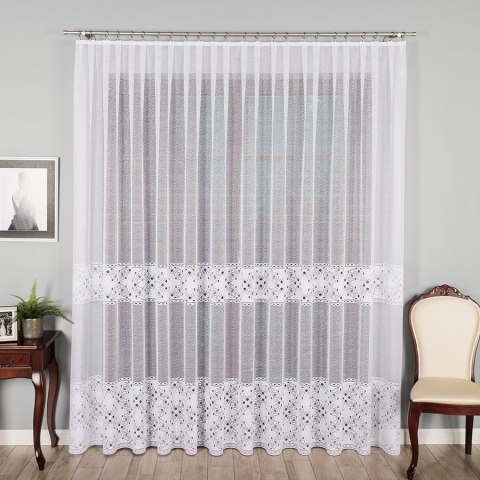 Firanka żakardowa, pasowa, wys. 300cm, kolor biały 358700/000/001/000300/1