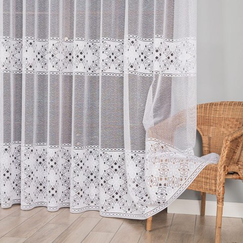 Firanka żakardowa, pasowa, wys. 300cm, kolor biały 358700/000/001/000300/1