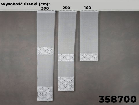 Firanka żakardowa, pasowa, wys. 300cm, kolor biały 358700/000/001/000300/1