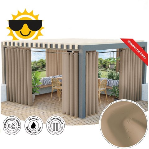 GARDENIA Zasłona gotowa na przelotkach, 200x140 cm, kolor 004 nude TD0025/ZGP/004/140200/1