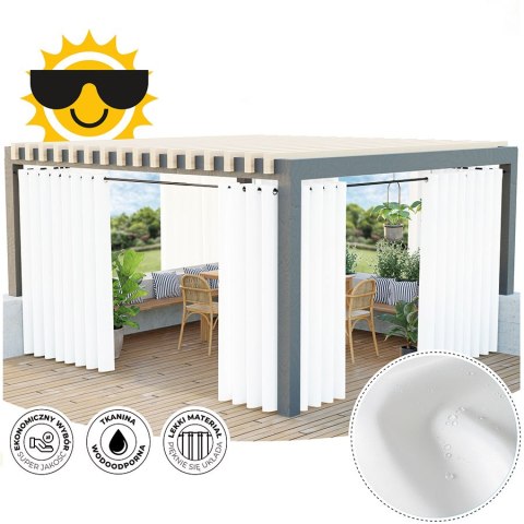 GARDENIA Zasłona gotowa na przelotkach, 200x140 cm, kolor 050 biały TD0025/ZGP/050/140200/1