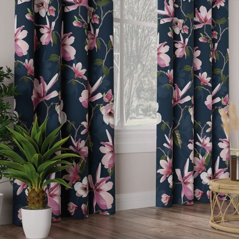 MAGNOLIA Tkanina na zasłony DIMOUT/BLACKOUT, szer. 145cm, kolor ciemny granat D00247/BLC/002/szer. 145000/1