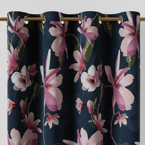 MAGNOLIA Tkanina na zasłony DIMOUT/BLACKOUT, szer. 145cm, kolor ciemny granat D00247/BLC/002/szer. 145000/1