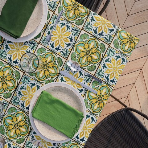 MALIK Tkanina na zasłony NINA WODOODPORNA, szer. 160cm, kolor żółty/zielony D00241/NIW/001/160000/1