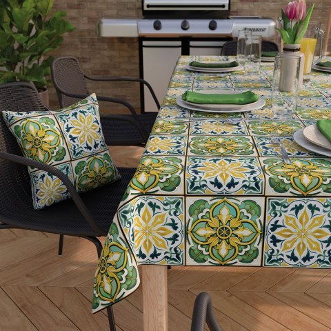 MALIK Tkanina na zasłony NINA WODOODPORNA, szer. 160cm, kolor żółty/zielony D00241/NIW/001/160000/1