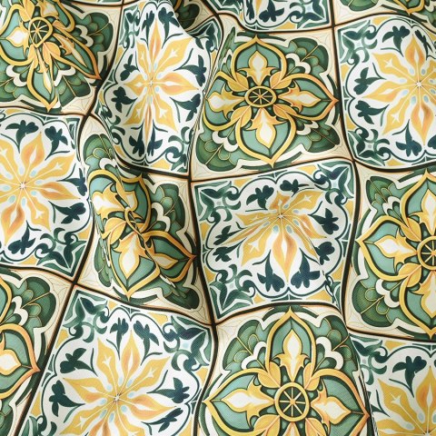 MALIK Tkanina na zasłony NINA WODOODPORNA, szer. 160cm, kolor żółty/zielony D00241/NIW/001/160000/1