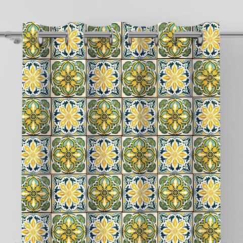 MALIK Tkanina na zasłony NINA WODOODPORNA, szer. 160cm, kolor żółty/zielony D00241/NIW/001/160000/1