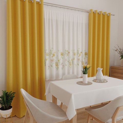 WIOSENNA POLANA Firanka z ołowianką WOAL, wys. 157cm, kolor 001 żółty D00208/WOA/001/000157/1