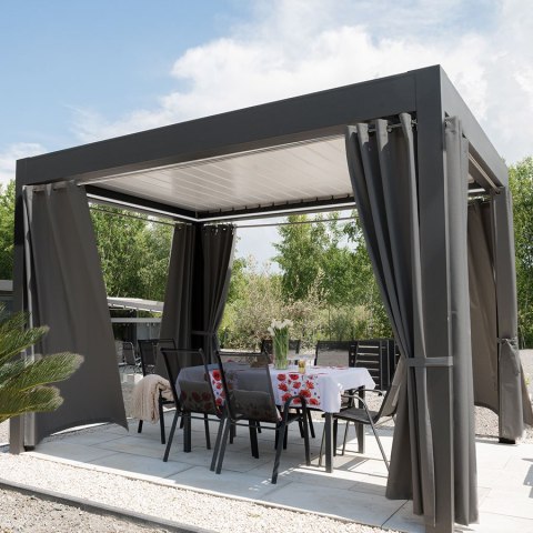 BELIS Tkanina na zasłony zewnętrzna premium, szer. 150 cm, kolor 024 ciemny szary TD0030/TDW/024/150000/1