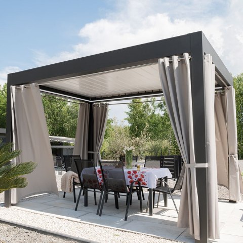 BELIS Tkanina na zasłony zewnętrzna premium, szer. 150 cm, kolor 340 szarobeżowy TD0030/TDW/340/150000/1