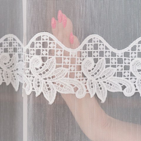 Firanka z aplikacją, pasowa, wys. 290cm, kolor biały 013049/MIR/001/000290/1