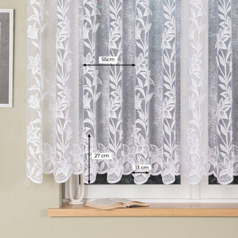 Firanka żakardowa ze wzorem po całości, wys. 150cm, kolor biały 018893/000/001/000150/1