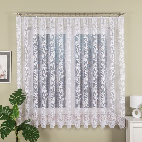 Firanka żakardowa ze wzorem po całości, wys. 180cm, kolor biały 018893/000/001/000180/1