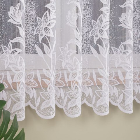 Firanka żakardowa ze wzorem po całości, wys. 180cm, kolor biały 018893/000/001/000180/1