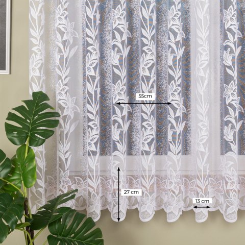 Firanka żakardowa ze wzorem po całości, wys. 180cm, kolor biały 018893/000/001/000180/1