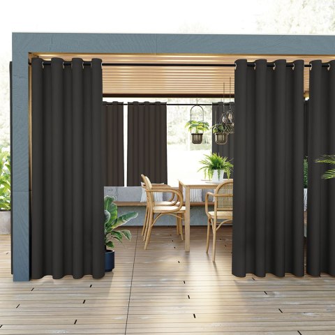 GARDENIA Zasłona gotowa na przelotkach, 220x140 cm, kolor 039 czarny TD0025/ZGP/039/140220/1