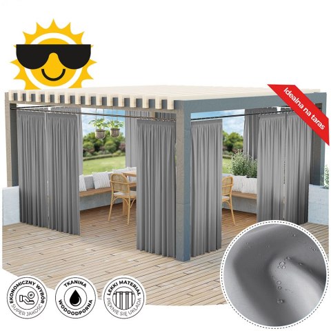 GARDENIA Zasłona gotowa na taśmie, 180x140 cm kolor 794 beżowo szary TD0025/ZGT/794/140180/1