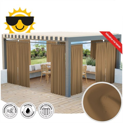 GARDENIA Zasłona gotowa na taśmie, 200x140 cm, kolor 008 ciepły brązowy TD0025/ZGT/008/140200/1