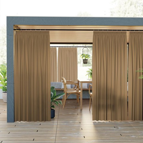 GARDENIA Zasłona gotowa na taśmie, 240x140 cm, kolor 008 ciepły brązowy TD0025/ZGT/008/140240/1