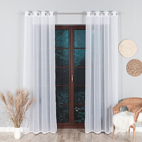 WOAL Firana gotowa na srebrnych przelotkach, szerokość 140 x wys. 230cm, kolor biały FG0002/FGP/001/140230/1