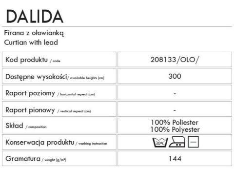 DALIDA Firana fantazyjna kreszowana, wys. 300cm, kolor 005 biało brązowy 208133/OLO/005/000300/1