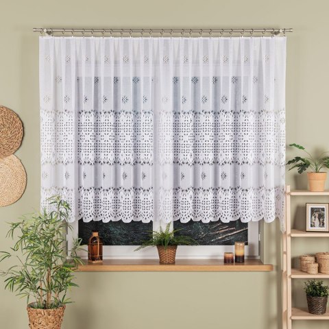 Firanka żakardowa, pasowa, wys. 130cm, kolor biały 018999/000/001/000130/1