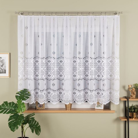 Firanka żakardowa, pasowa, wys. 150cm, kolor biały 018999/000/001/000150/1