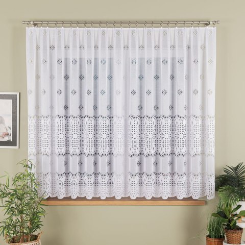 Firanka żakardowa, pasowa, wys. 160cm, kolor biały 018999/000/001/000160/1