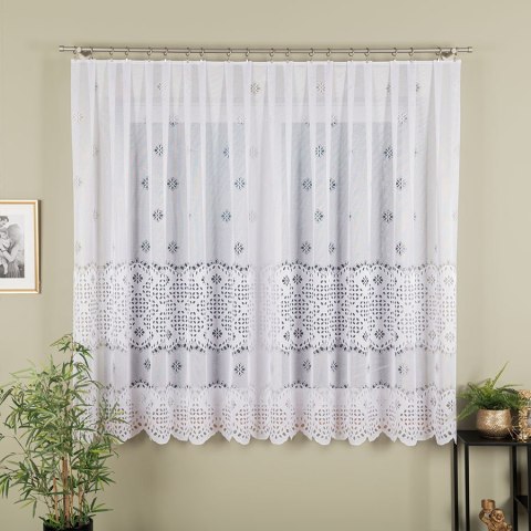 Firanka żakardowa, pasowa, wys. 170cm, kolor biały 018999/000/001/000170/1