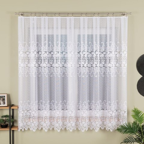 Firanka żakardowa, pasowa, wys. 180cm, kolor biały 018965/000/001/000180/1
