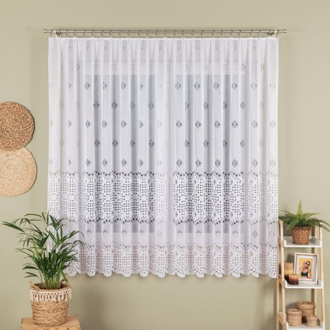 Firanka żakardowa, pasowa, wys. 180cm, kolor biały 018999/000/001/000180/1