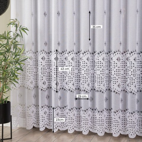 Firanka żakardowa, pasowa, wys. 250cm, kolor biały 018999/000/001/000250/1