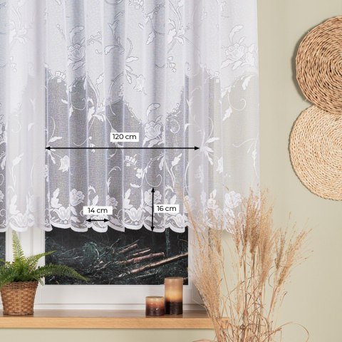 Firanka żakardowa ze wzorem po całości wys. 130cm, kolor biały 023418/000/001/000130/1