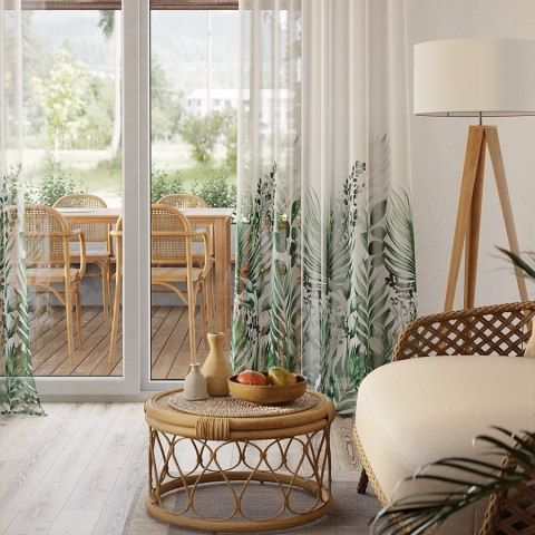 VERDURA Firana z ołowianką ETAMINA wzór od dołu, wys. 295cm, kolor zielony D00201/ETO/D01/000295/1