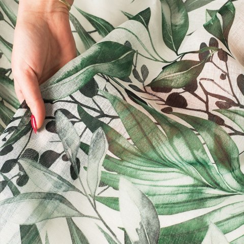 VERDURA Firana z ołowianką ETAMINA wzór od dołu, wys. 295cm, kolor zielony D00201/ETO/D01/000295/1