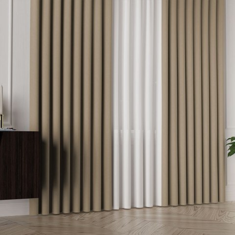 ALUNA Tkanina na zasłony, wys. 300cm, kolor 004 ciemny beżowy 318738/TDP/004/000300/1