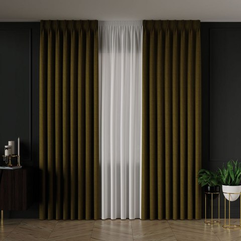 ALUNA Tkanina na zasłony, wys. 300cm, kolor 011 oliwkowy 318738/TDP/011/000300/1