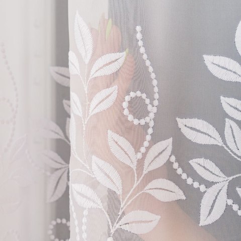 Firanka haftowana na woalu, wys. 160cm, kolor biały 242778/233/001/000160/1